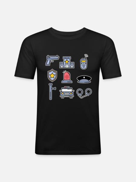 Police Collection Kids Policeman Cop Gift - Men's Slim Fit T-Shirt - black