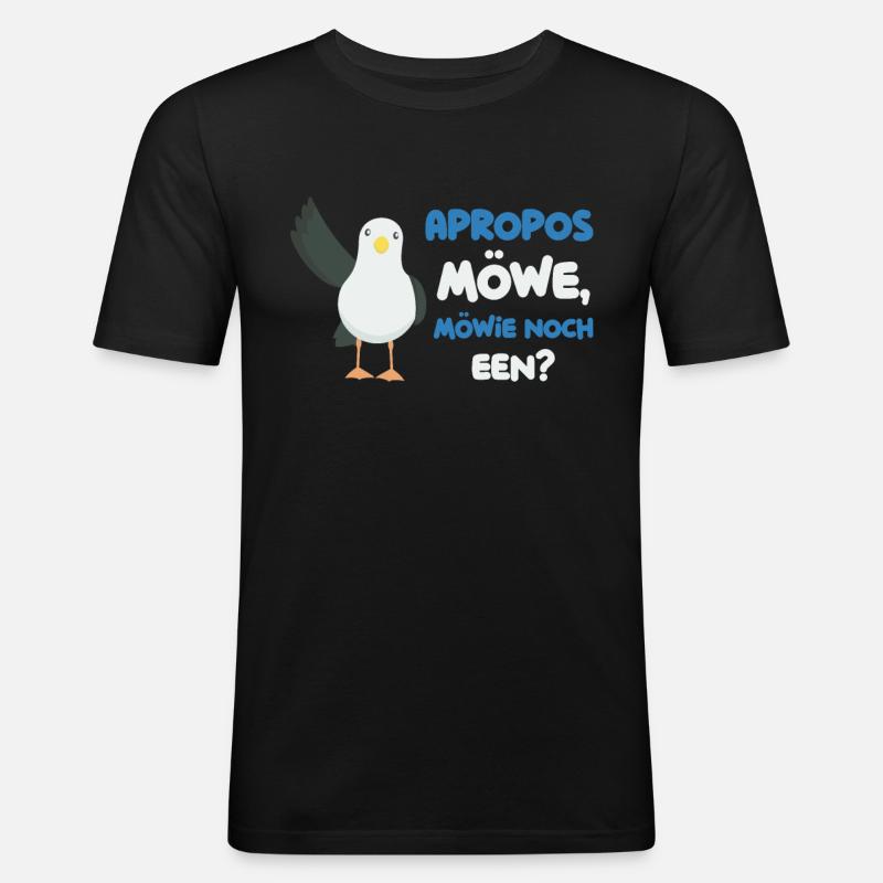 Möwie noch een? - Männer Slim Fit T-Shirt - Schwarz