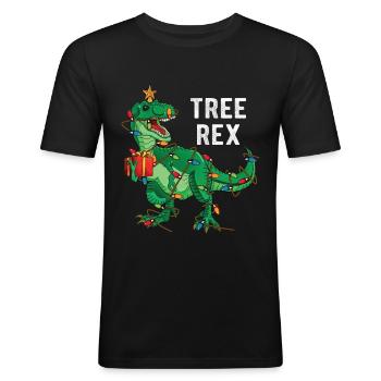 Tree Rex - T-shirt près du corps Homme - noir - Devant - Nik (191cm)