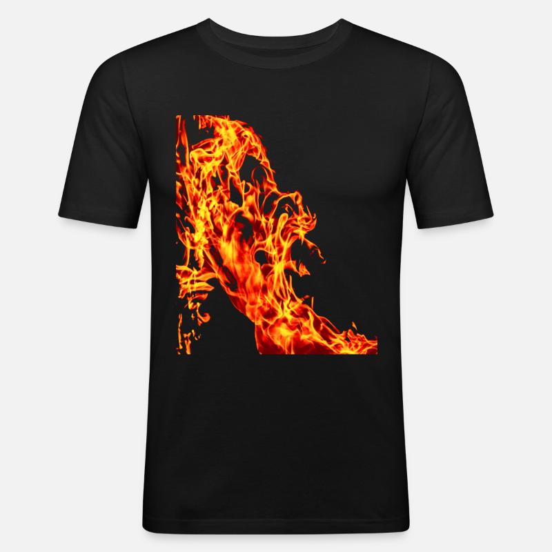 Fire - Männer Slim Fit T-Shirt - Schwarz