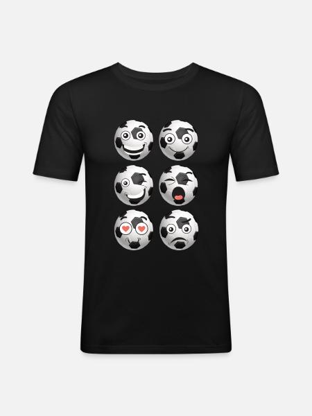 Football / Soccer Comic Faces - Men's Slim Fit T-Shirt - black