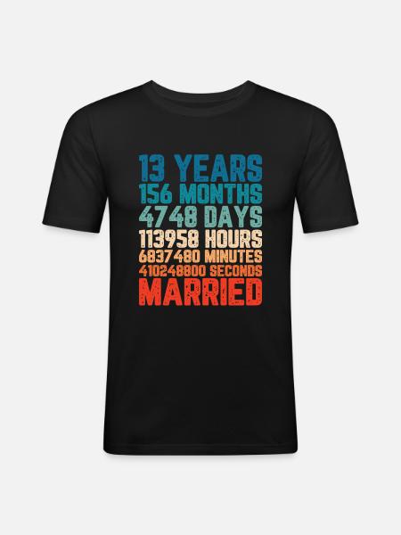13 years married Wedding Marriage Saying Gift - Men's Slim Fit T-Shirt - black