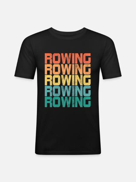 Rowing Rower Rudder che dice regalo retrò - Maglietta aderente da uomo - nero