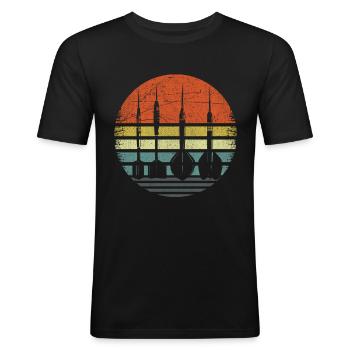 Retro Dartpfeile Vintage Dart Flights Darts - Männer Slim Fit T-Shirt - Schwarz - Vorne - Nik (191cm)