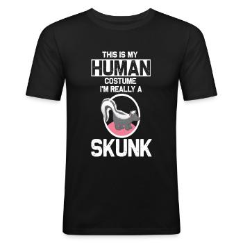 skunk stink mammal defend skunk - Men's Slim Fit T-Shirt - black - Front - Nik (191cm)