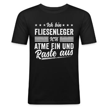 Fliesenleger Spruch Geschenk Männer lustig - Männer Slim Fit T-Shirt - Schwarz - Vorne - Nik (191cm)