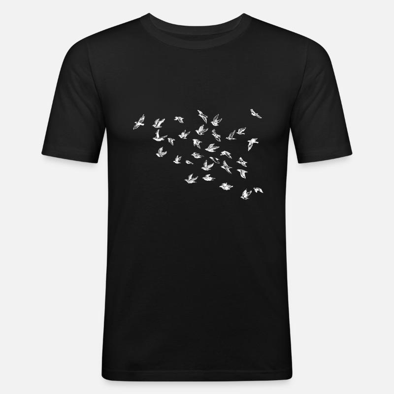 Vogel - Männer Slim Fit T-Shirt - Schwarz