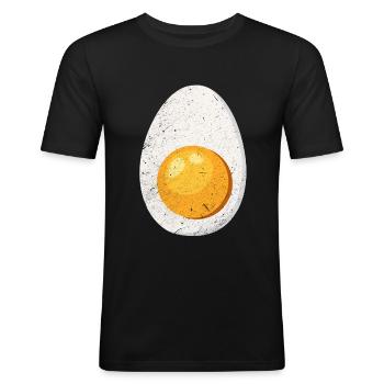 ei - Mannen slim fit T-shirt - zwart - Voor - Nik (191cm)