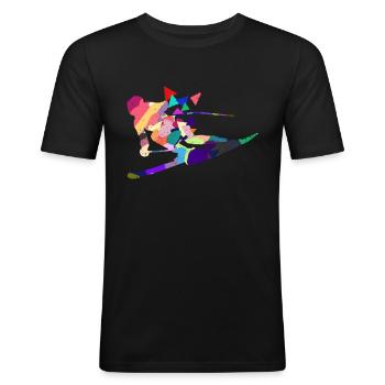 Skifahrer Skifahrerin Skifahren Skiurlaub Geschenk - Männer Slim Fit T-Shirt - Schwarz - Vorne - Nik (191cm)