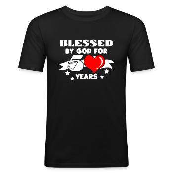 50th birthday - Men's Slim Fit T-Shirt - black - Front - Nik (191cm)