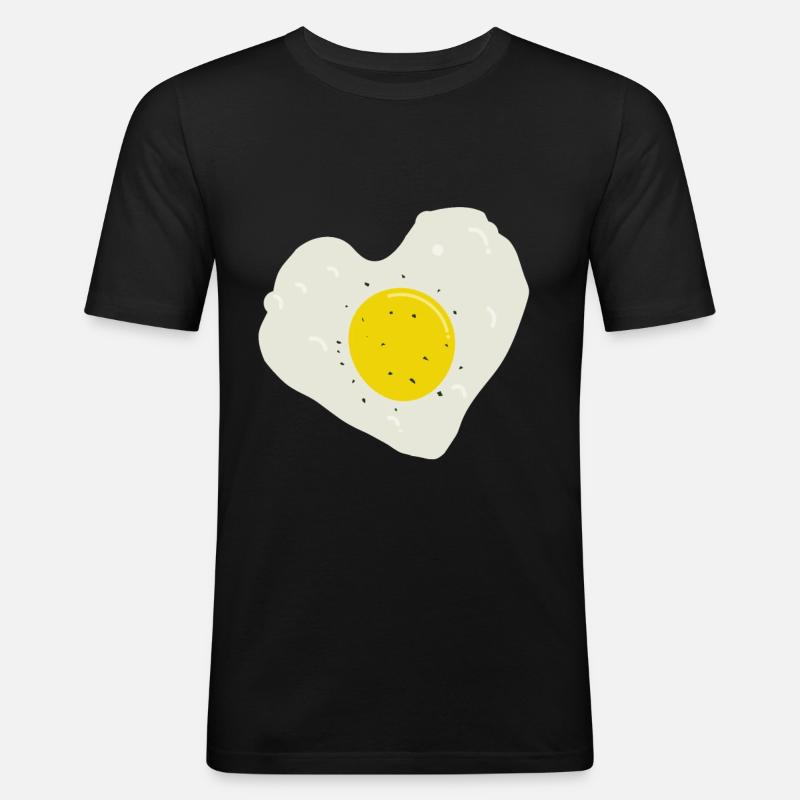 Spiegelei Herz - Männer Slim Fit T-Shirt - Schwarz