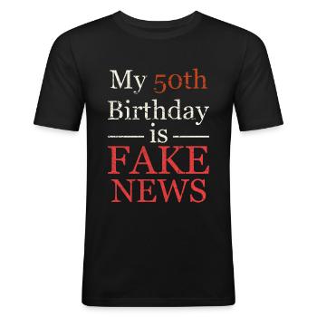 50th birthday - Men's Slim Fit T-Shirt - black - Front - Nik (191cm)