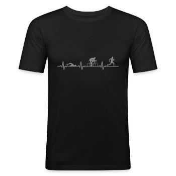 Athlète de marathon de triathlon - T-shirt près du corps Homme - noir - Devant - Nik (191cm)