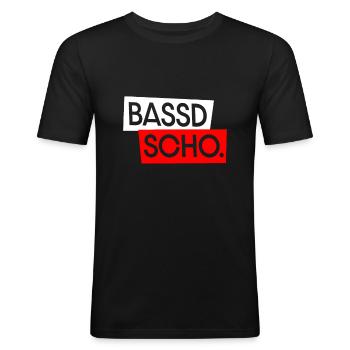 Bassd scho Franken fränkisch fränggisch Geschenk - Männer Slim Fit T-Shirt - Schwarz - Vorne - Nik (191cm)