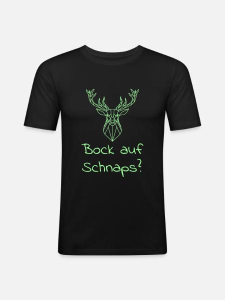 Schnaps trinken Spruch - Männer Slim Fit T-Shirt - Schwarz