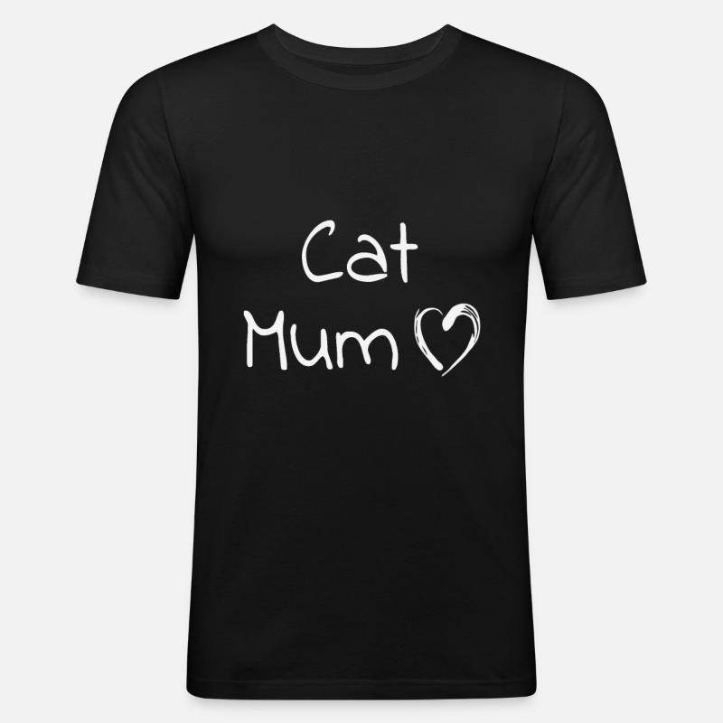 Cat Mum - Männer Slim Fit T-Shirt - Schwarz