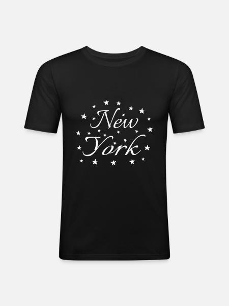 New York - T-shirt près du corps Homme - noir