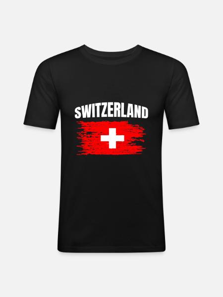 Schweiz - Männer Slim Fit T-Shirt - Schwarz