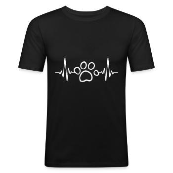 Paw heartbeat - Men's Slim Fit T-Shirt - black - Front - Nik (191cm)