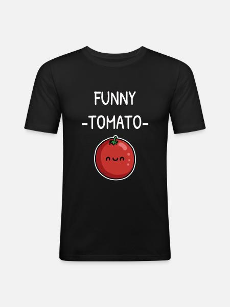 lustige Tomate - Männer Slim Fit T-Shirt - Schwarz