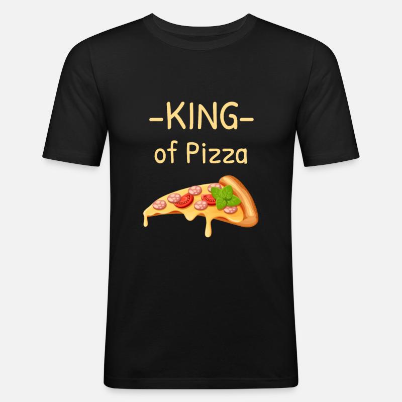 Pizza King - Männer Slim Fit T-Shirt - Schwarz