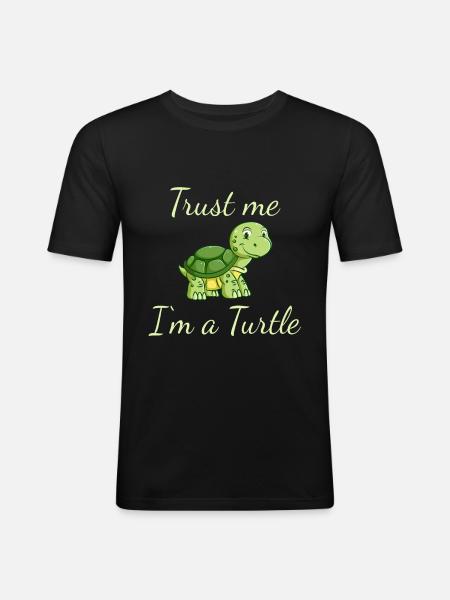 funny turtle - Men's Slim Fit T-Shirt - black
