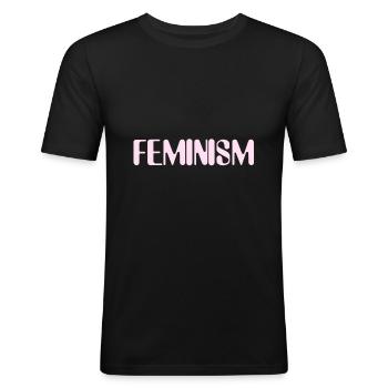féminisme - T-shirt près du corps Homme - noir - Devant - Nik (191cm)