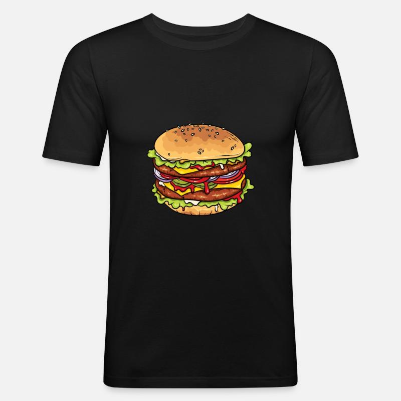 Burger - Männer Slim Fit T-Shirt - Schwarz