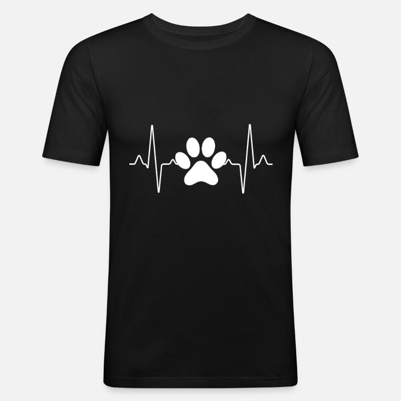 Pfote Herzschlag - Männer Slim Fit T-Shirt - Schwarz