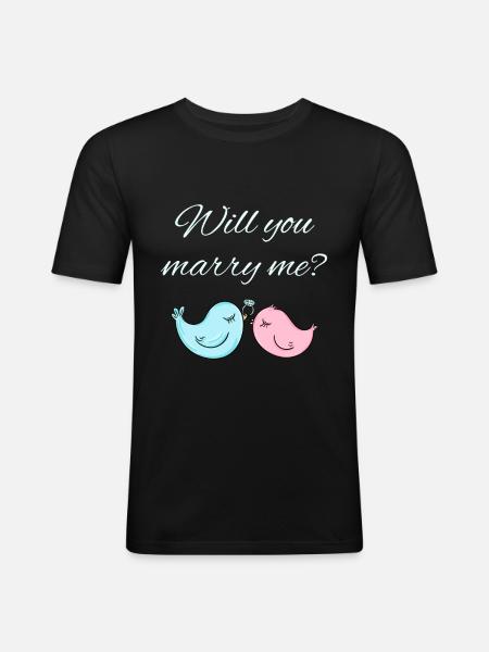Demande de mariage - T-shirt près du corps Homme - noir