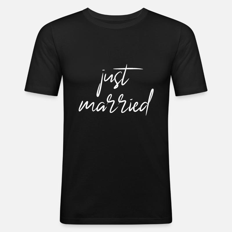 just married - Männer Slim Fit T-Shirt - Schwarz