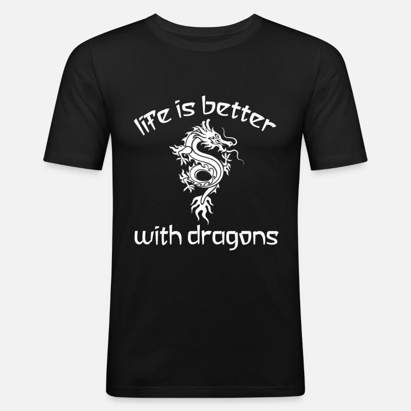 Drache Drachen shirt - Männer Slim Fit T-Shirt - Schwarz