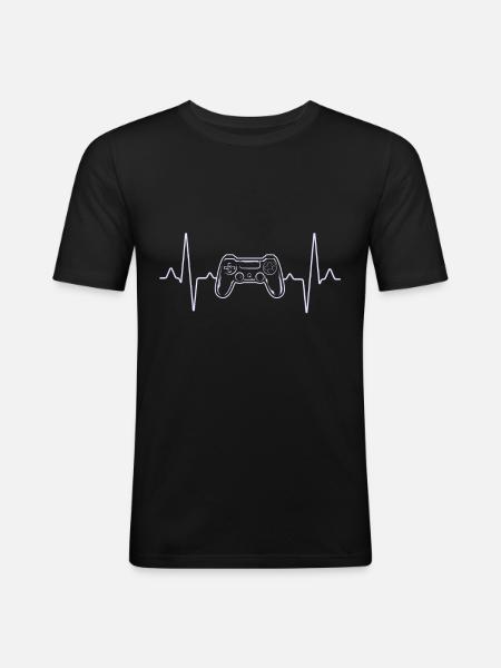 Controller heartbeat - Men's Slim Fit T-Shirt - black