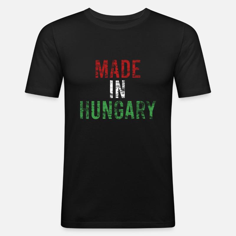 Ungarn - Männer Slim Fit T-Shirt - Schwarz