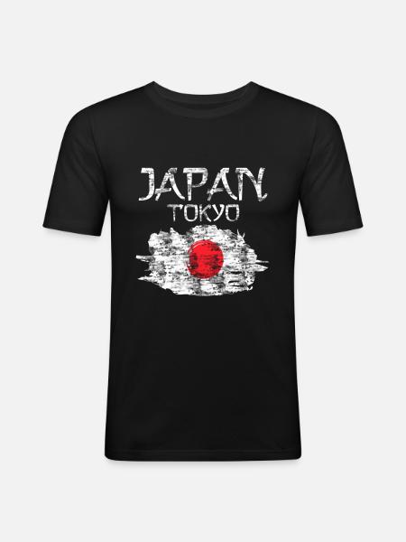 Japan Flag - Men's Slim Fit T-Shirt - black