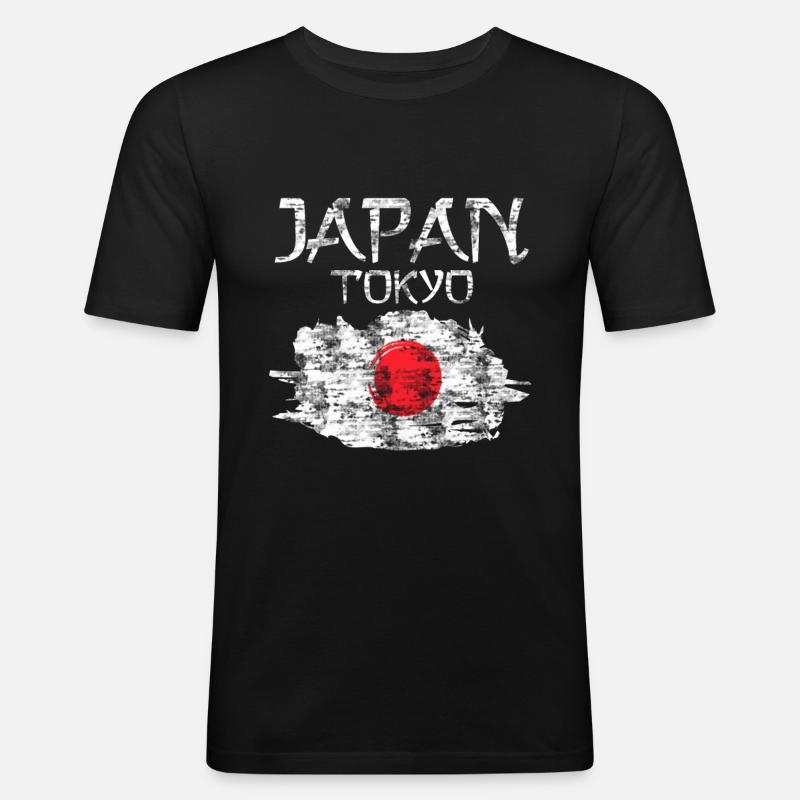 Japan Flagge - Männer Slim Fit T-Shirt - Schwarz