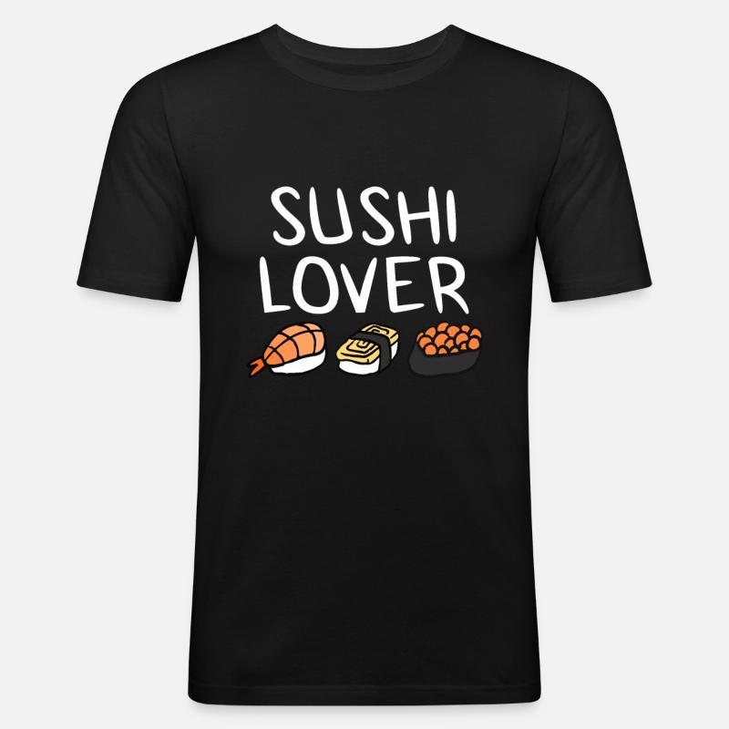 Sushi - Männer Slim Fit T-Shirt - Schwarz