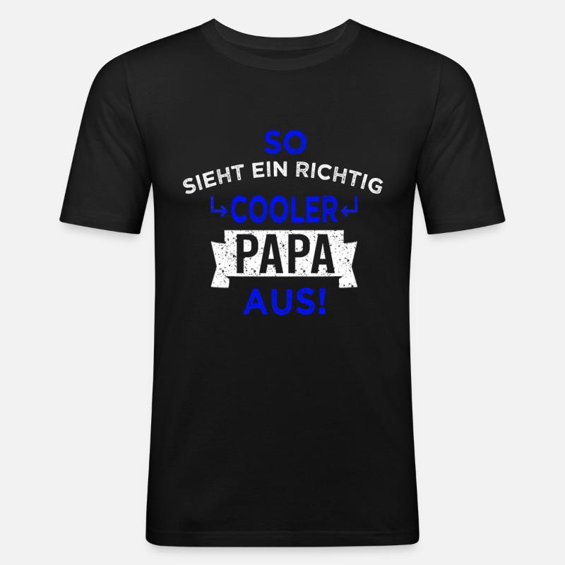 Cooler Papa - Männer Slim Fit T-Shirt - Schwarz