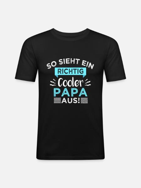 Cooler Papa - Männer Slim Fit T-Shirt - Schwarz