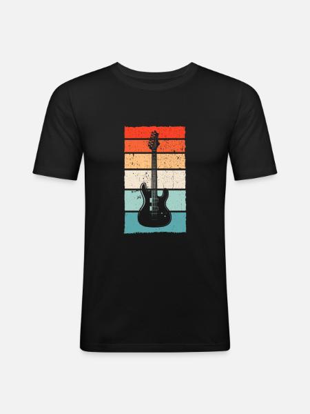 E guitare rétro - T-shirt près du corps Homme - noir