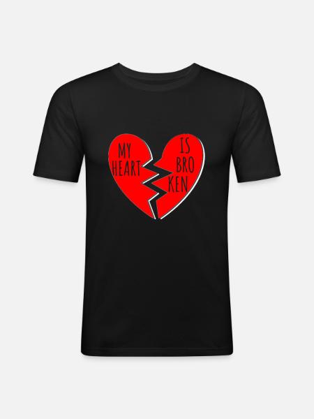 broken heart - T-shirt près du corps Homme - noir