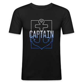Capitaine - T-shirt près du corps Homme - noir - Devant - Nik (191cm)