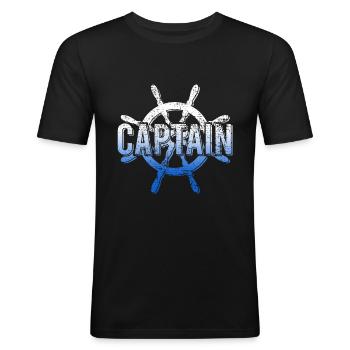 Capitaine - T-shirt près du corps Homme - noir - Devant - Nik (191cm)