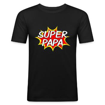 superpapa - Männer Slim Fit T-Shirt - Schwarz - Vorne - Nik (191cm)