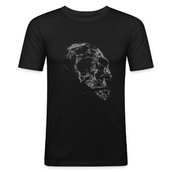 Tête de mort - T-shirt près du corps Homme - noir - Devant - Nik (191cm)