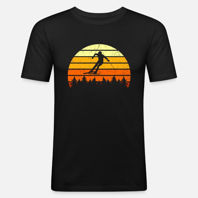 Ski Retro - Männer Slim Fit T-Shirt - Schwarz