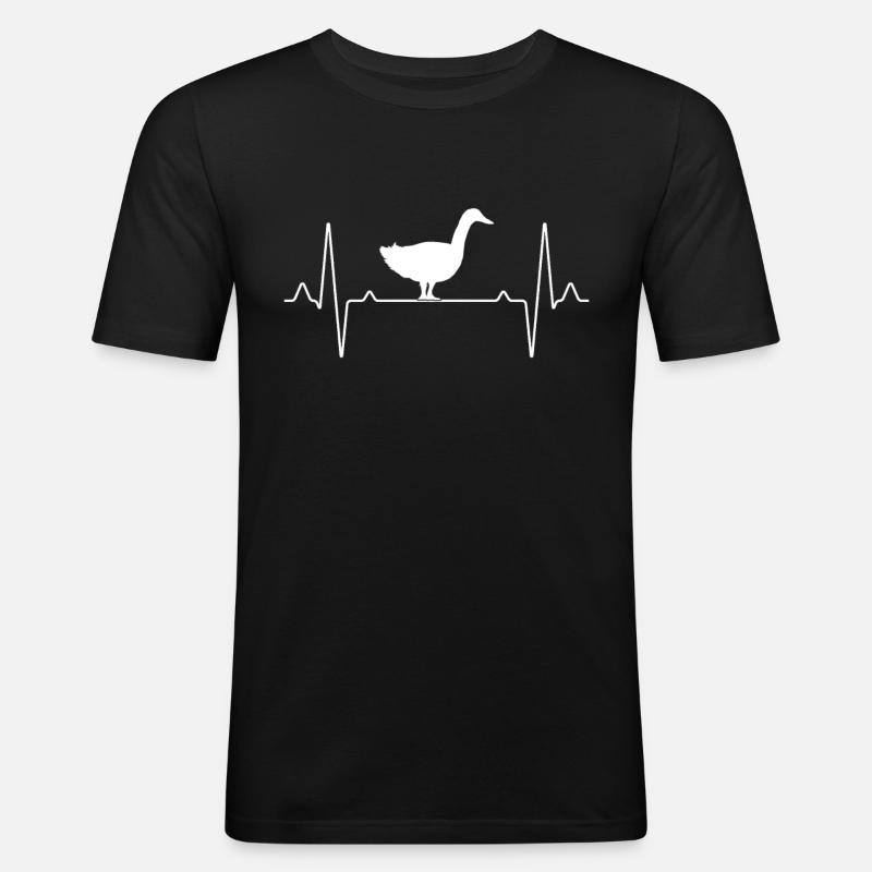 Gans Herzschlag - Männer Slim Fit T-Shirt - Schwarz
