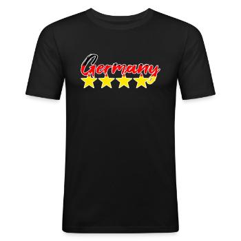 Deutschland Fußball Fan - Männer Slim Fit T-Shirt - Schwarz - Vorne - Nik (191cm)