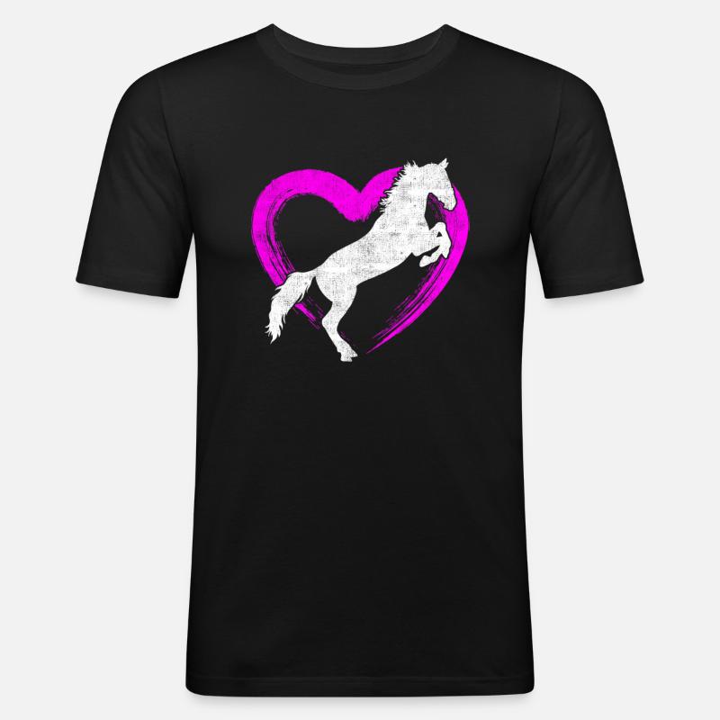 Pferd Pferdeliebe - Männer Slim Fit T-Shirt - Schwarz