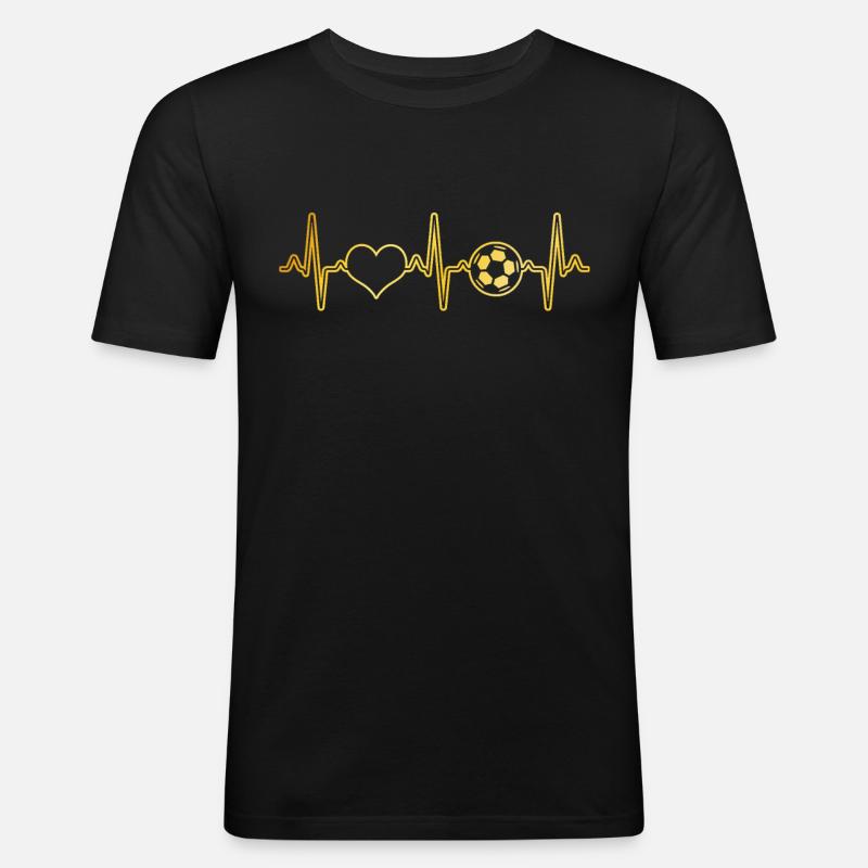Fußball Herzschlag - Männer Slim Fit T-Shirt - Schwarz